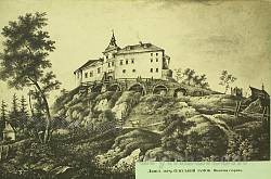 Олесский замок в 1819 г. Гравюра Лянге
