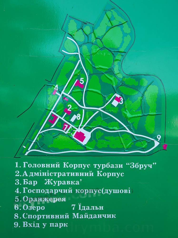 План території турбази "Збруч" - колишнього маєтку Голуховських